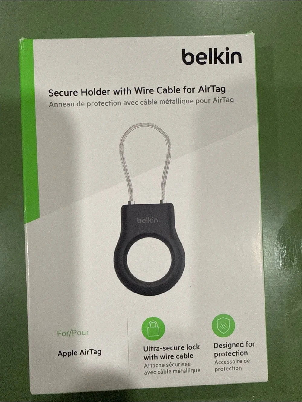 belkin Black Secure Holder with Wire Cable for AirTag